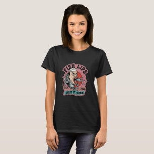 Fish Lips Shut It Down Vintage Sailor Tattoo T-Shi T-Shirt