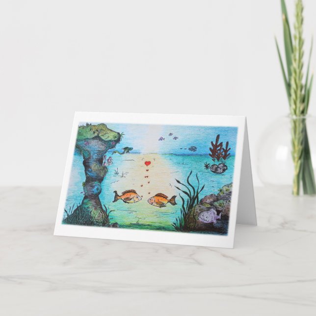Fish Love Carte de voeux de Saint Valentin (Devant)