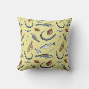 Fish Lover Two Designs Eel Salmon Flounder Perch Throw Pillow