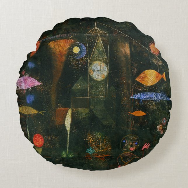 Fish Magic - Paul Klee Round Pillow (Front)
