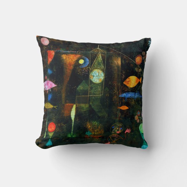 Fish Magic, Paul Klee Throw Pillow (Front)