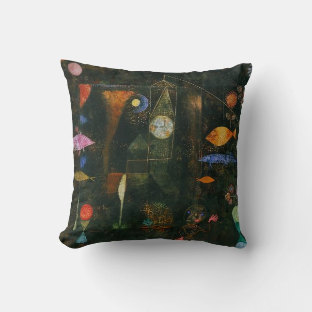 Fish Magic - Paul Klee Throw Pillow (Front)