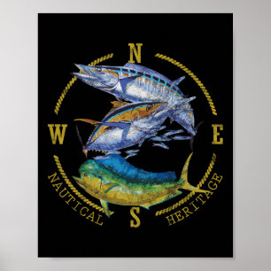 Fish Mahi Mahi Tuna Kingfish Nautical Heritage Fis Poster