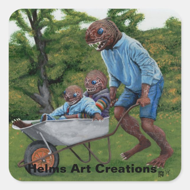 Fish Man Automne Amusants Imaginaire Art Stickers (Devant)