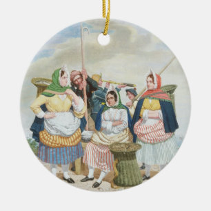 Fish Market by the Sea, c.1860 (oil on canvas) Ceramic Ornament