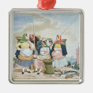Fish Market by the Sea, c.1860 (oil on canvas) Metal Ornament