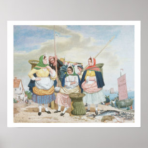 Fish Market by the Sea, c.1860 (oil on canvas) Poster