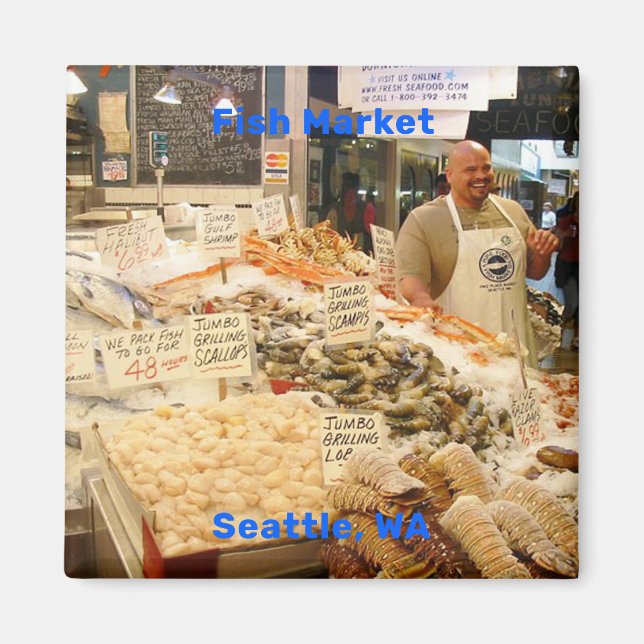 Fish Market Seattle Washington Magnet (Front)