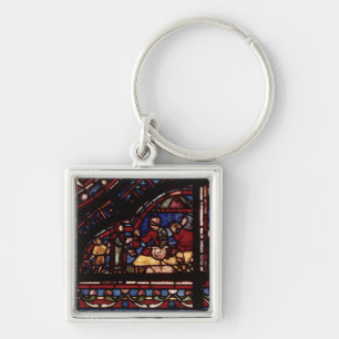 Fish merchants, detail from a window keychain