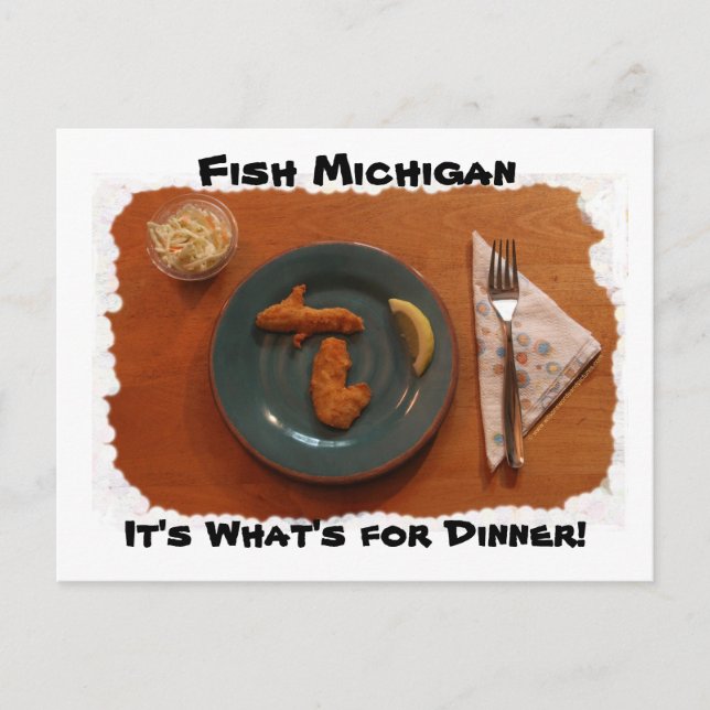 Fish Michigan it's What's for Dinner Postcard (Front)