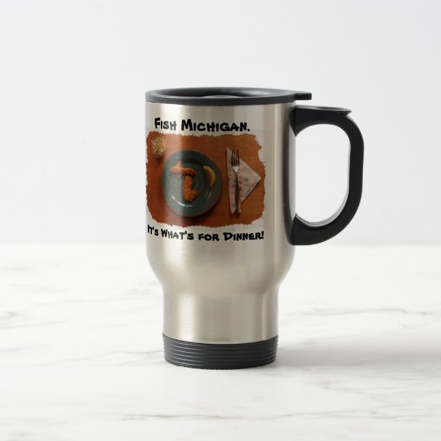 Fish Michigan Silver Travel Mug (Right)