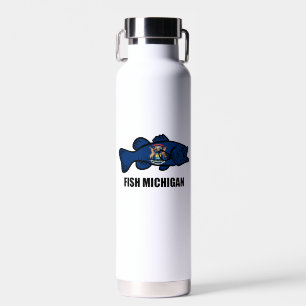 Fish Michigan Water Bottle