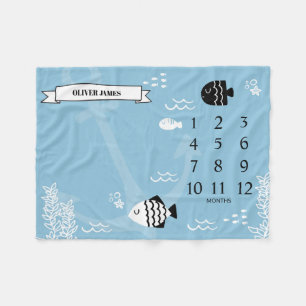 Fish Milestone Fleece Blanket