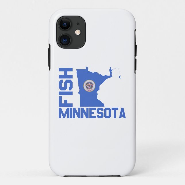 Fish Minnesota State Outline Case-Mate iPhone Case (Back)