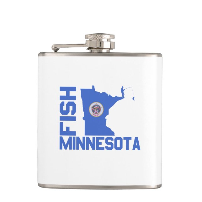Fish Minnesota State Outline Hip Flask (Front)