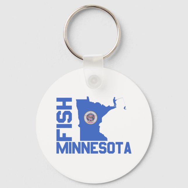 Fish Minnesota State Outline Keychain (Front)