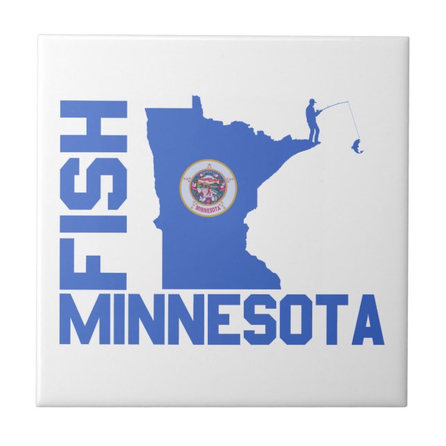 Fish Minnesota State Outline Tile (Front)
