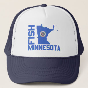 Fish Minnesota State Outline Trucker Hat