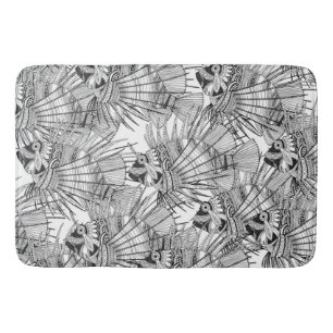 fish mirage black white bath mat