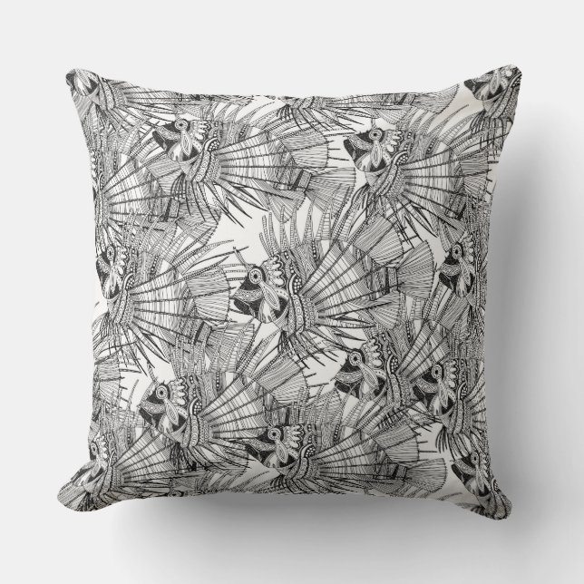 fish mirage black white throw pillow (Front)