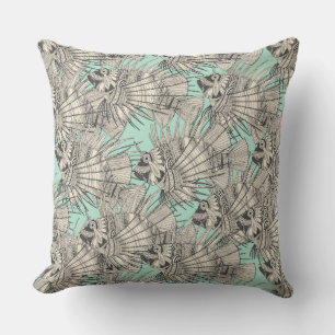 fish mirage mint throw pillow