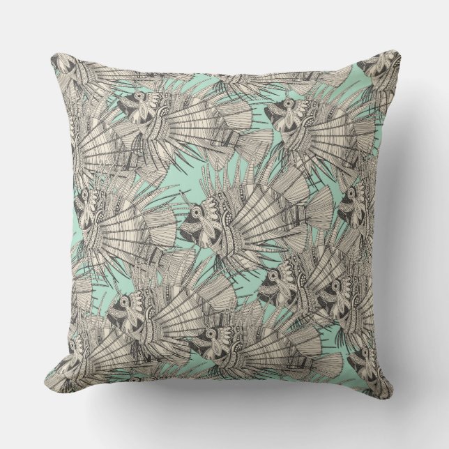 fish mirage mint throw pillow (Front)
