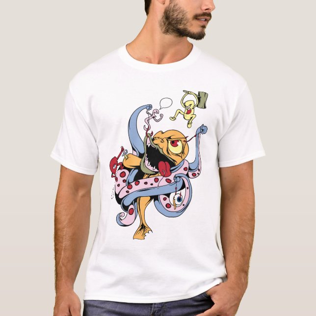 Fish Monster Funny Simple Modern Cute T-Shirt (Front)