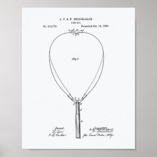 Fish Net 1889 Patent Art White Paper Poster
