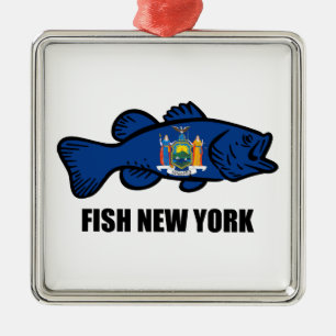 Fish New York Bass Metal Ornament