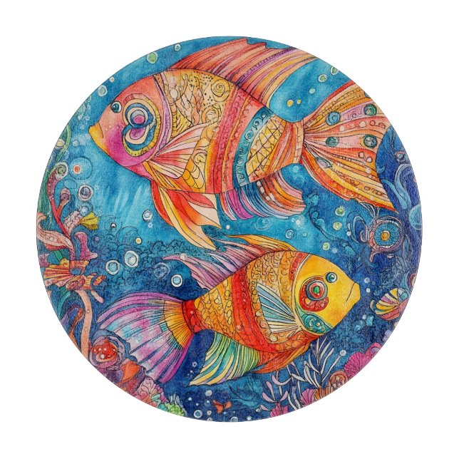 Fish Ocean Whimsical 7 Cutting Board (Front)
