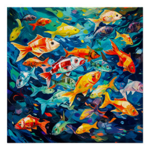Fish Oil Painting Poster