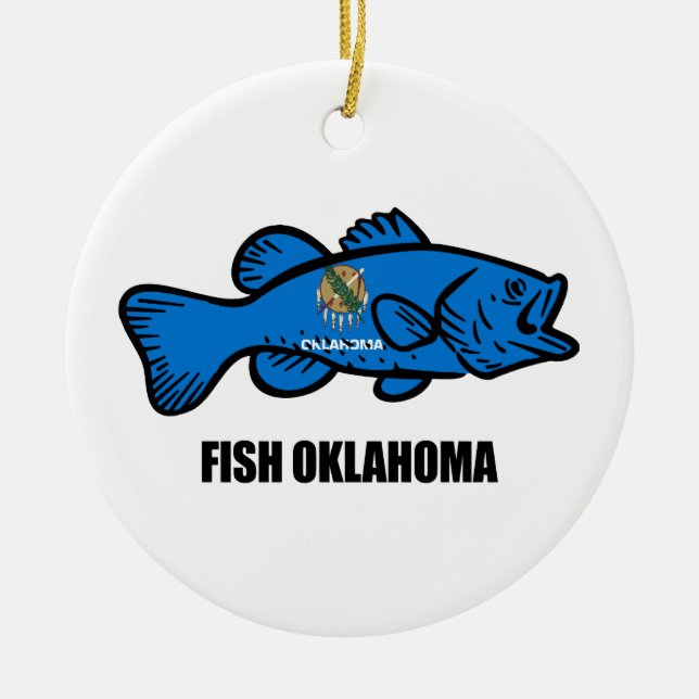 Fish Oklahoma Ceramic Ornament (Front)