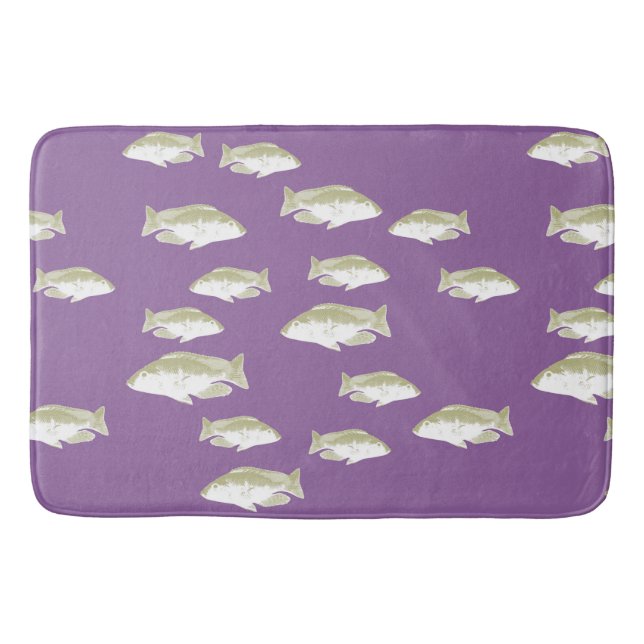 Fish on purple bath mat (Front)