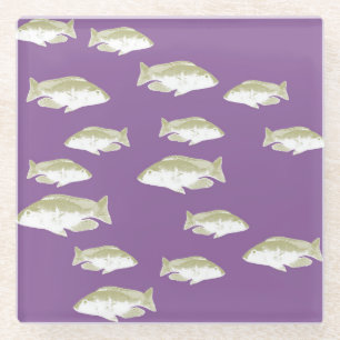 Fish on purple glass coaster