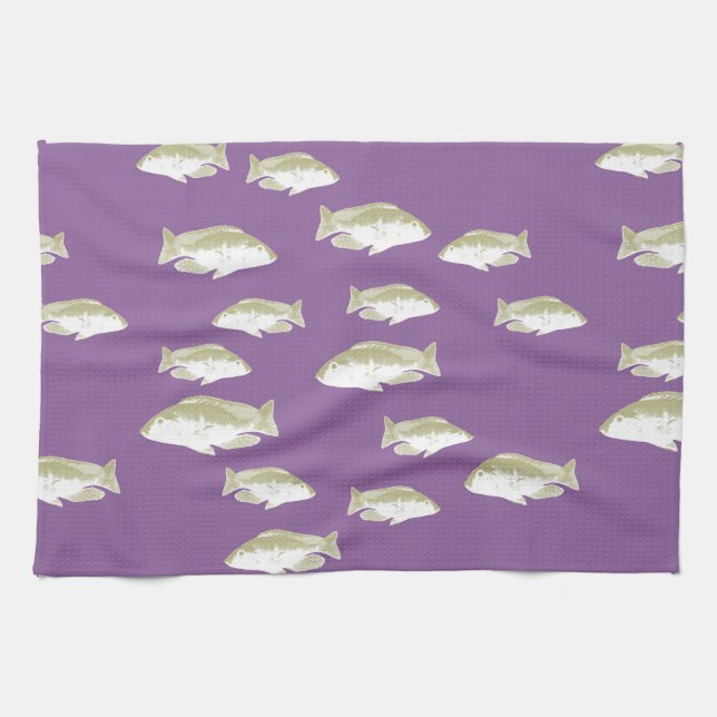 Fish on purple kitchen towel (Horizontal)