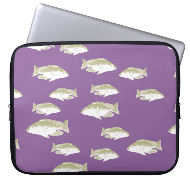 Fish on purple laptop sleeve (Front)