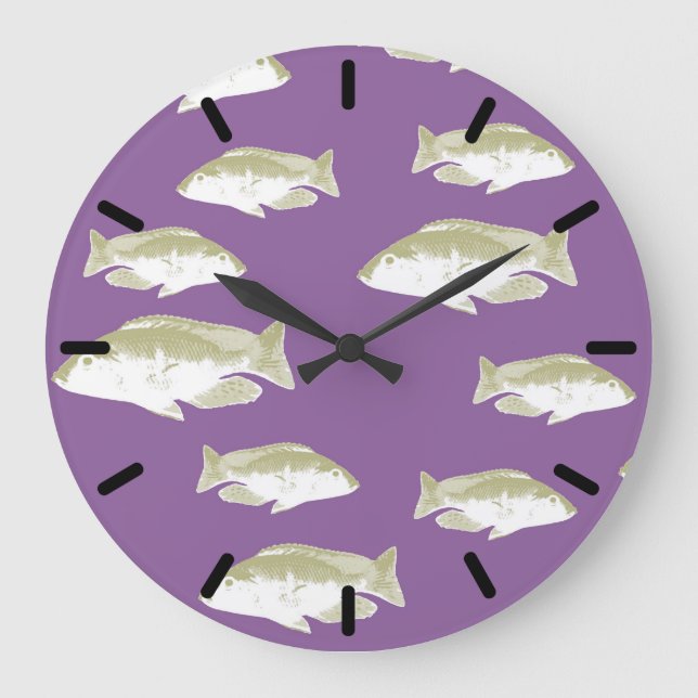 Fish on purple large clock (Front)