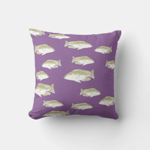 Fish on purple throw pillow