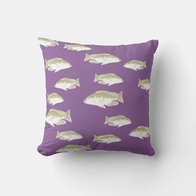 Fish on purple throw pillow (Front)