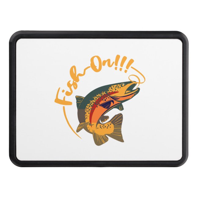 Fish On Rainbow Trout Fishing Trailer Hitch Cover (Front)