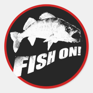 Fish on walleye classic round sticker