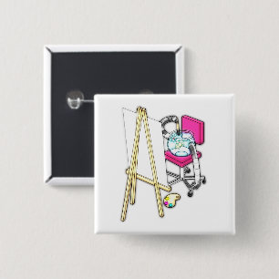 Fish Painter ("Water Colour") - 2 Inch Square Button