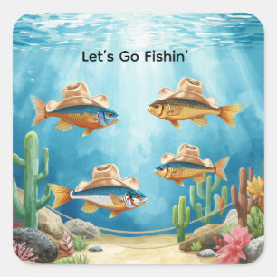 Fish Party Texas themed  Square Sticker