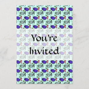 Fish Pattern. Blue Fish Ghost Fish. Invitation