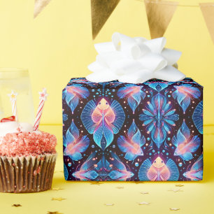 FISH ~ Pattern BLUE PINK BLACK Shades ~ Wrapping Paper