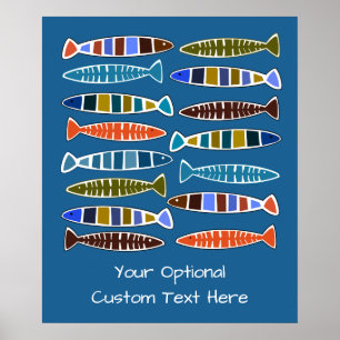 Fish Pattern custom text & colour poster