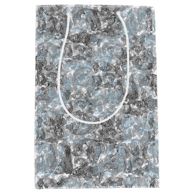 Fish pattern design with 2 tone colour 01 medium gift bag (Front)