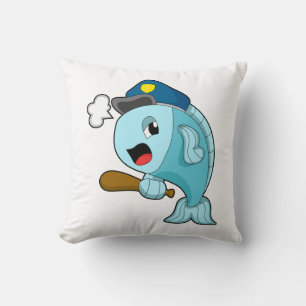 Fish Police officer Police hat Throw Pillow