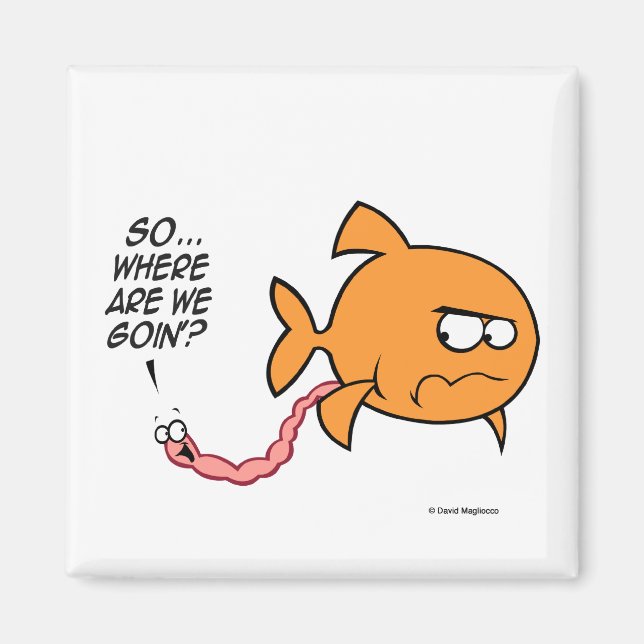 Fish Pooh Square Magnets (Front)