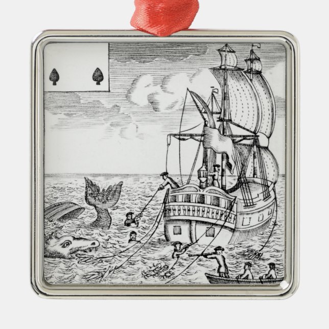 Fish Pool playing card Metal Ornament (Front)